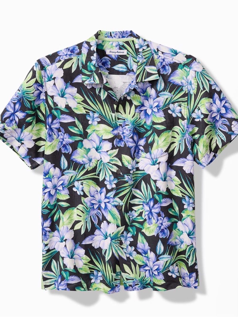 Tommy Bahama Silk Camp Shirt Black Floral Short-Sleeve Button-Down Shirt